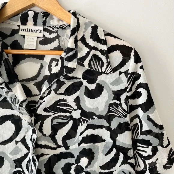 Vintage Millers Sheer Button Up Blouse Size 14 - Picture 2 of 6
